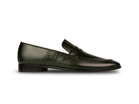 best-carlton-olive-leather-loafers-side-profile-elegant-shoes