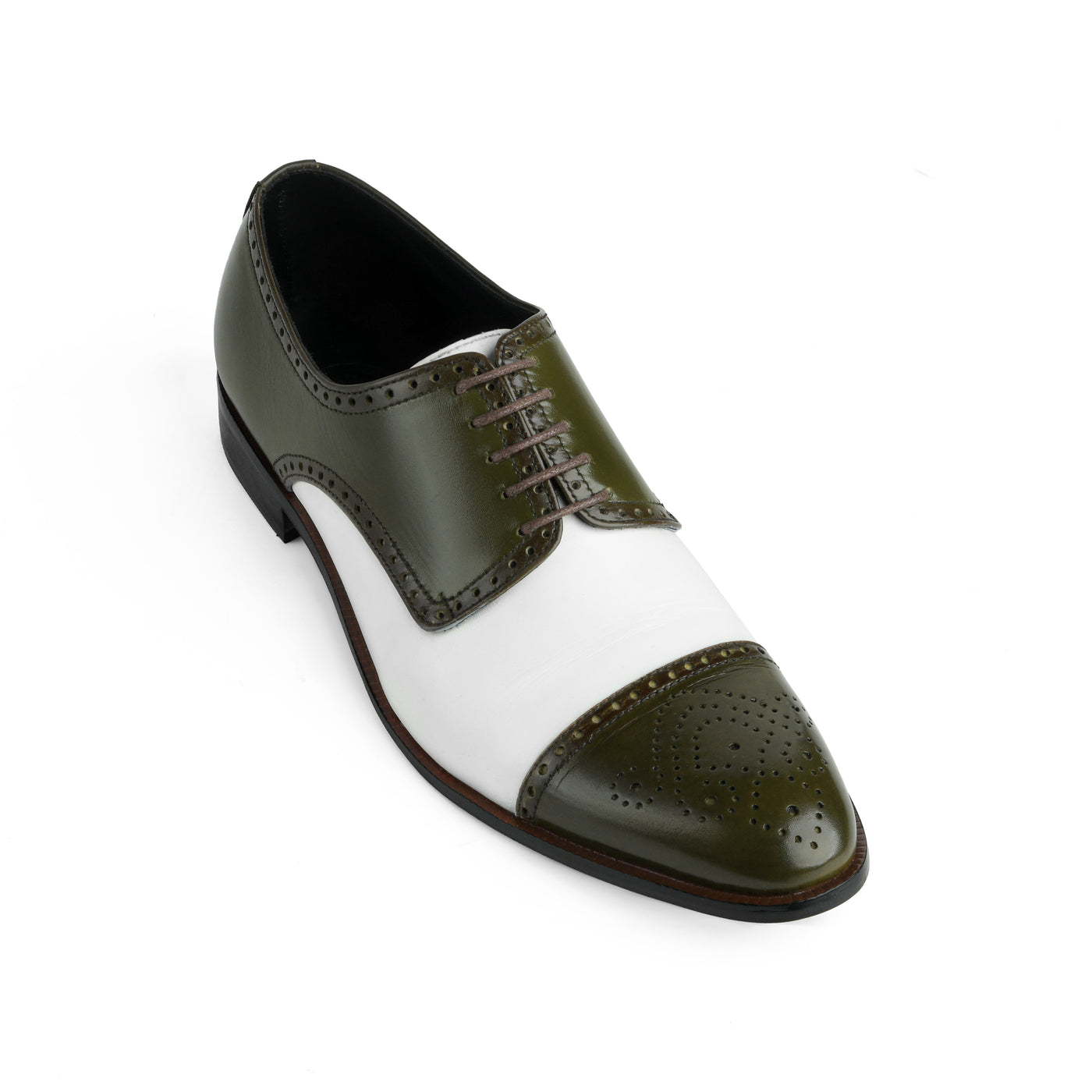Ebony and Ivory: Men’s Green & White Brogue Shoes | Bold Formal Footwear