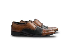 Side angle view of Ariston Elite oxford lace-up shoes highlighting dual-tone leather design and refined silhouette