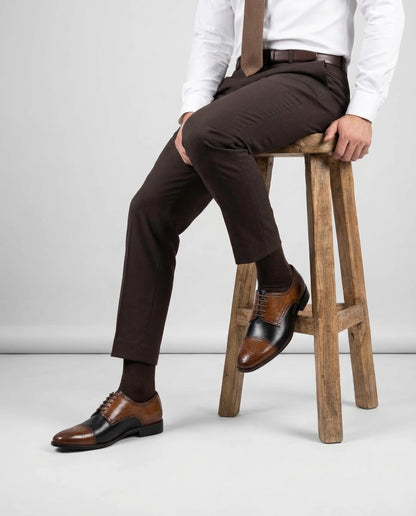 Ariston Elite dual-tone oxford lace-up shoes displayed in clean studio pair view emphasizing luxury formal design