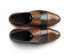 Top angled view of Ariston Elite oxford lace-up shoes showing stitching, lace structure, and dual-tone leather finish