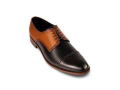 Two-Tone Askari leather brogues crafted luxury for men front angled view showcasing premium brogue detailing and elegant two-tone design