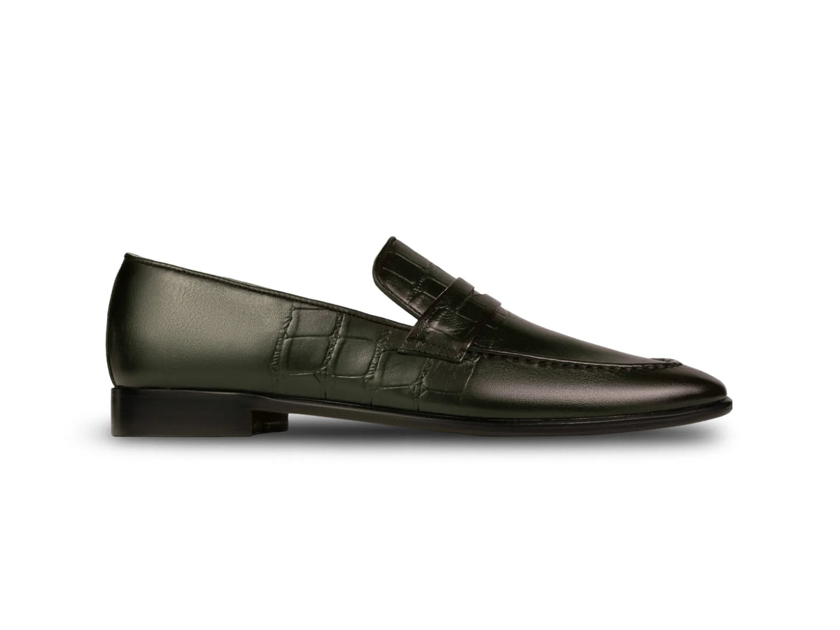 best-carlton-olive-leather-loafers-side-profile-elegant-shoes