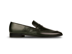 best-carlton-olive-leather-loafers-side-profile-elegant-shoes