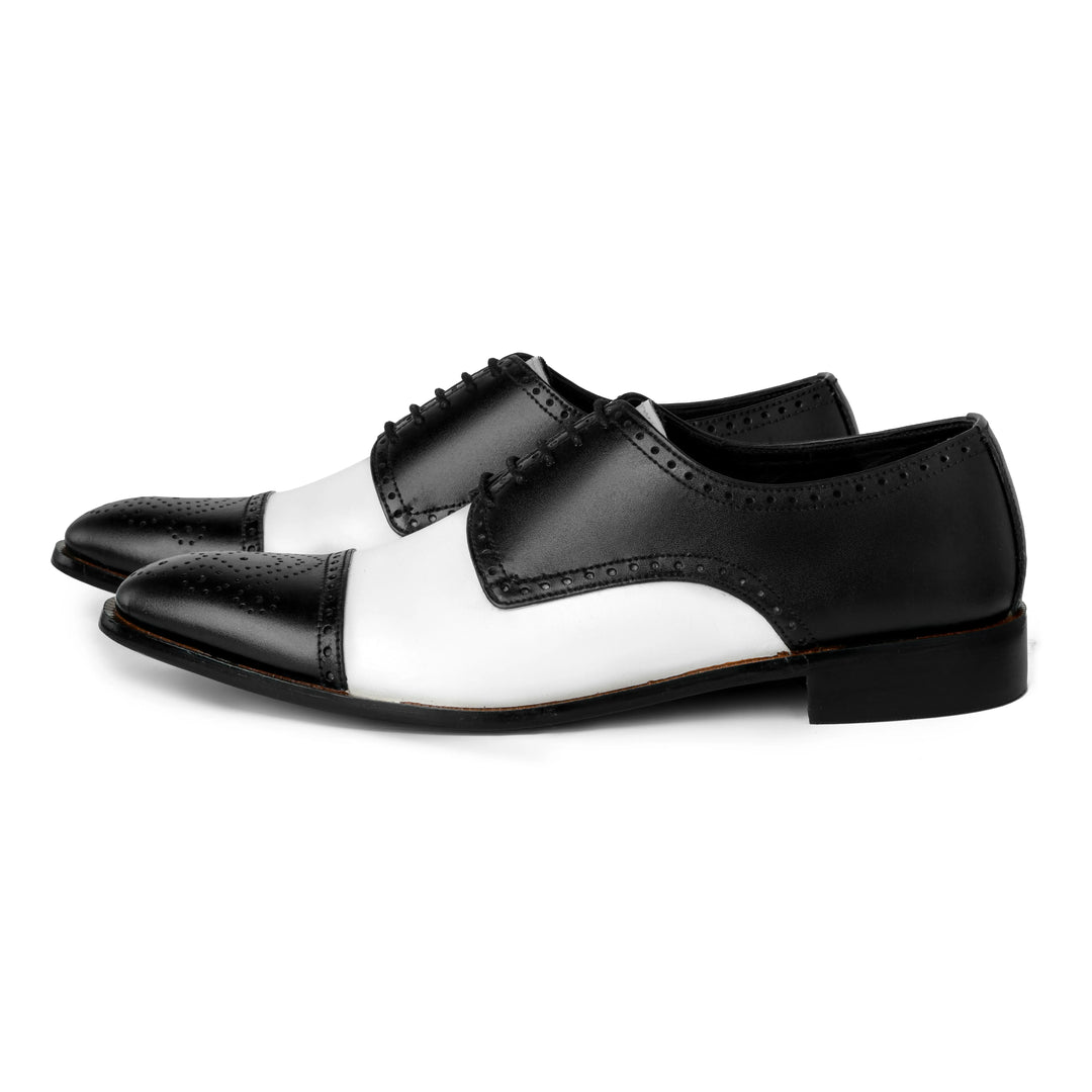 Bold Brogue: Men’s Black & White Dress Shoes