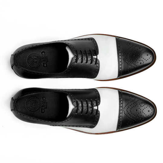 Bold Brogue: Men’s Black & White Dress Shoes