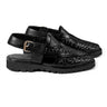 Cueřo’s Khyber 01 black leather peshawari chappal pair view luxury traditional footwear