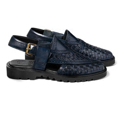 Cueřo’s Khyber 04 midnight navy peshawari chappal pair view premium leather sandal