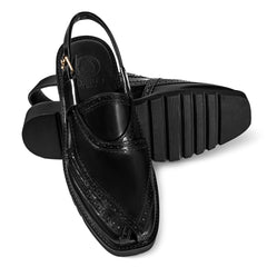Cueřo’s Khyber 05 jet black peshawari chappal pair view premium leather formal footwear