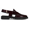 Cueřo’s Khyber 06 oxblood leather peshawari chappal side profile adjustable buckle strap