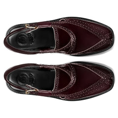 Cueřo’s Khyber 06 oxblood patina peshawari chappal top view polished leather design