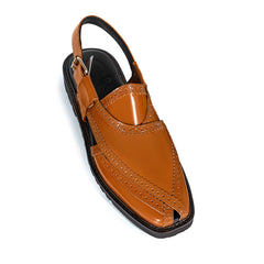 Cueřo’s Khyber 07 chestnut leather peshawari chappal handcrafted sandal angle view