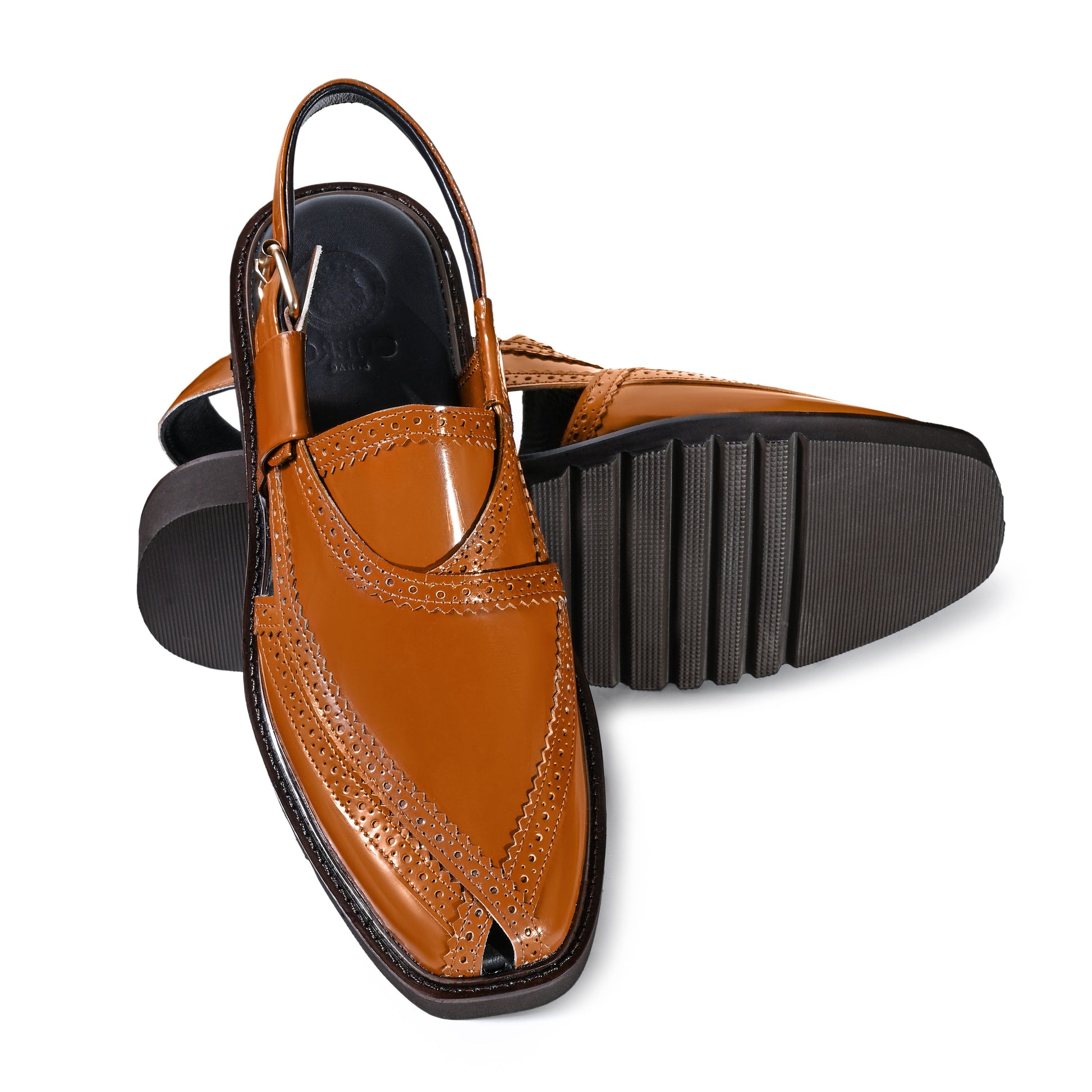 Cueřo’s Khyber 07 chestnut leather peshawari chappal outsole durable grip sole