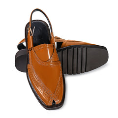 Cueřo’s Khyber 07 chestnut leather peshawari chappal outsole durable grip sole
