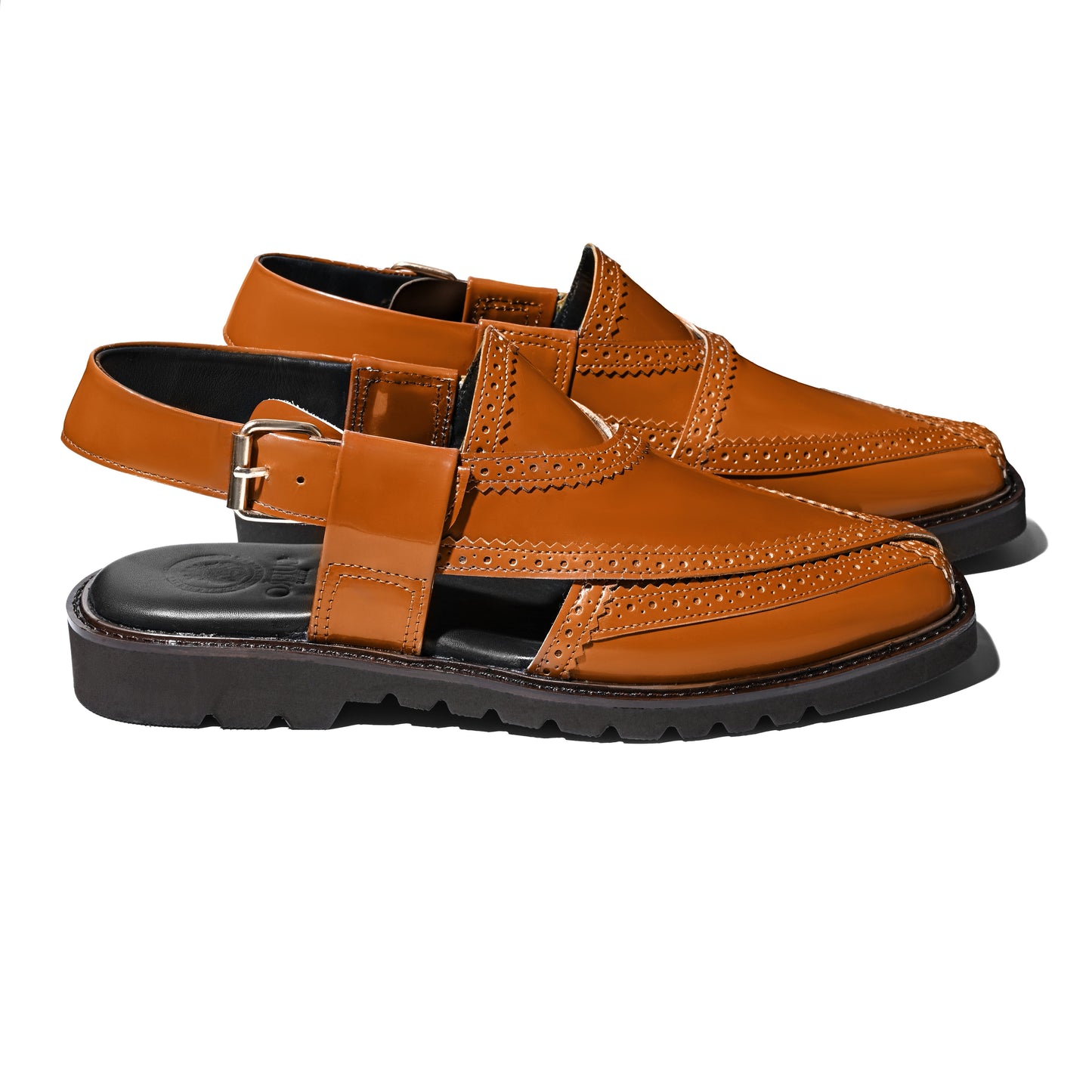 Cueřo’s Khyber 07 chestnut leather peshawari chappal pair view premium handcrafted footwear