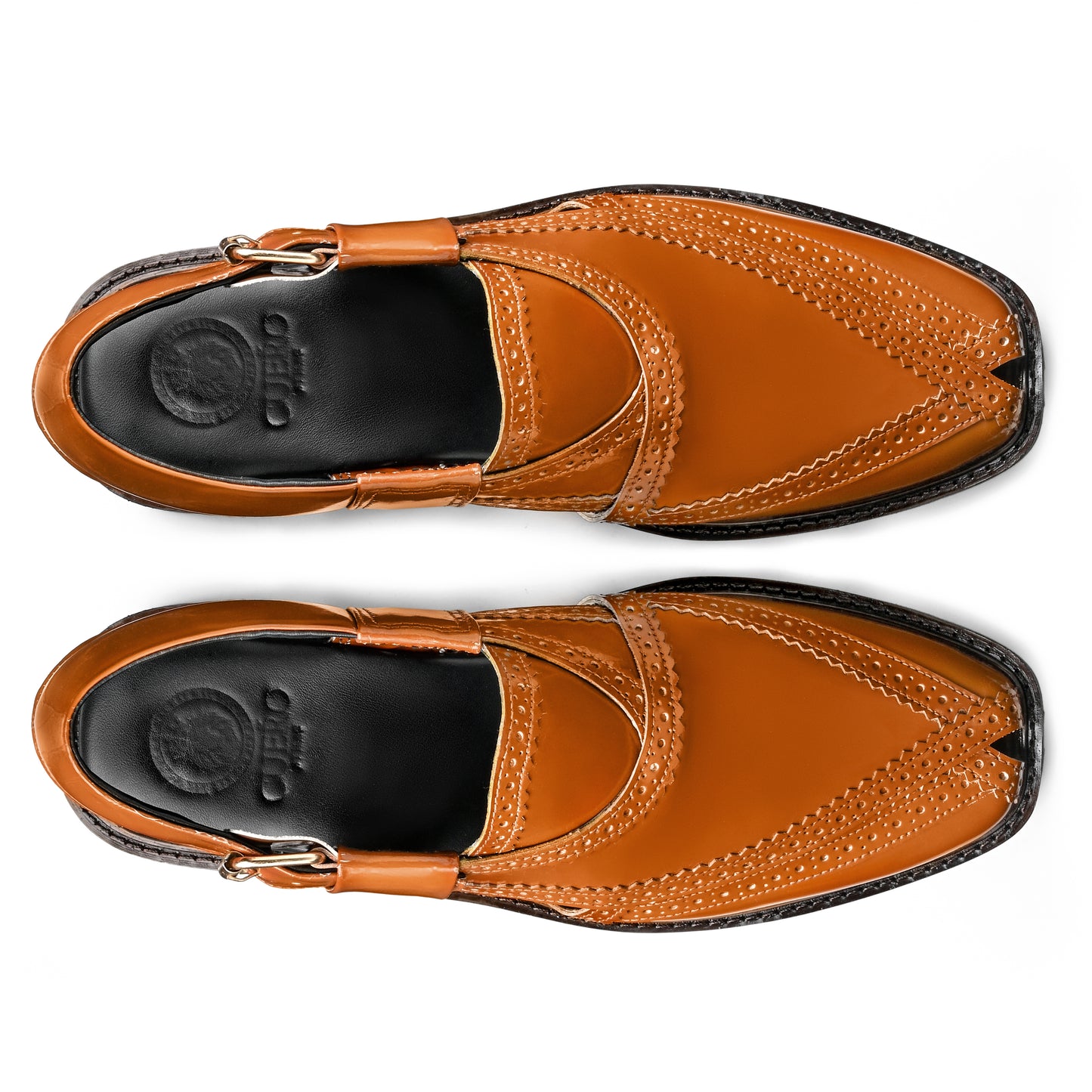 Cueřo’s Khyber 07 chestnut leather peshawari chappal top view handcrafted design