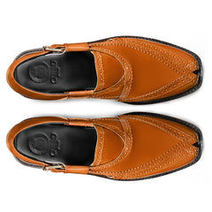 Cueřo’s Khyber 07 chestnut leather peshawari chappal top view handcrafted design