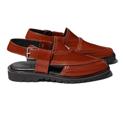 Cueřo’s Khyber 08 saffron tan leather peshawari chappal pair view premium footwear