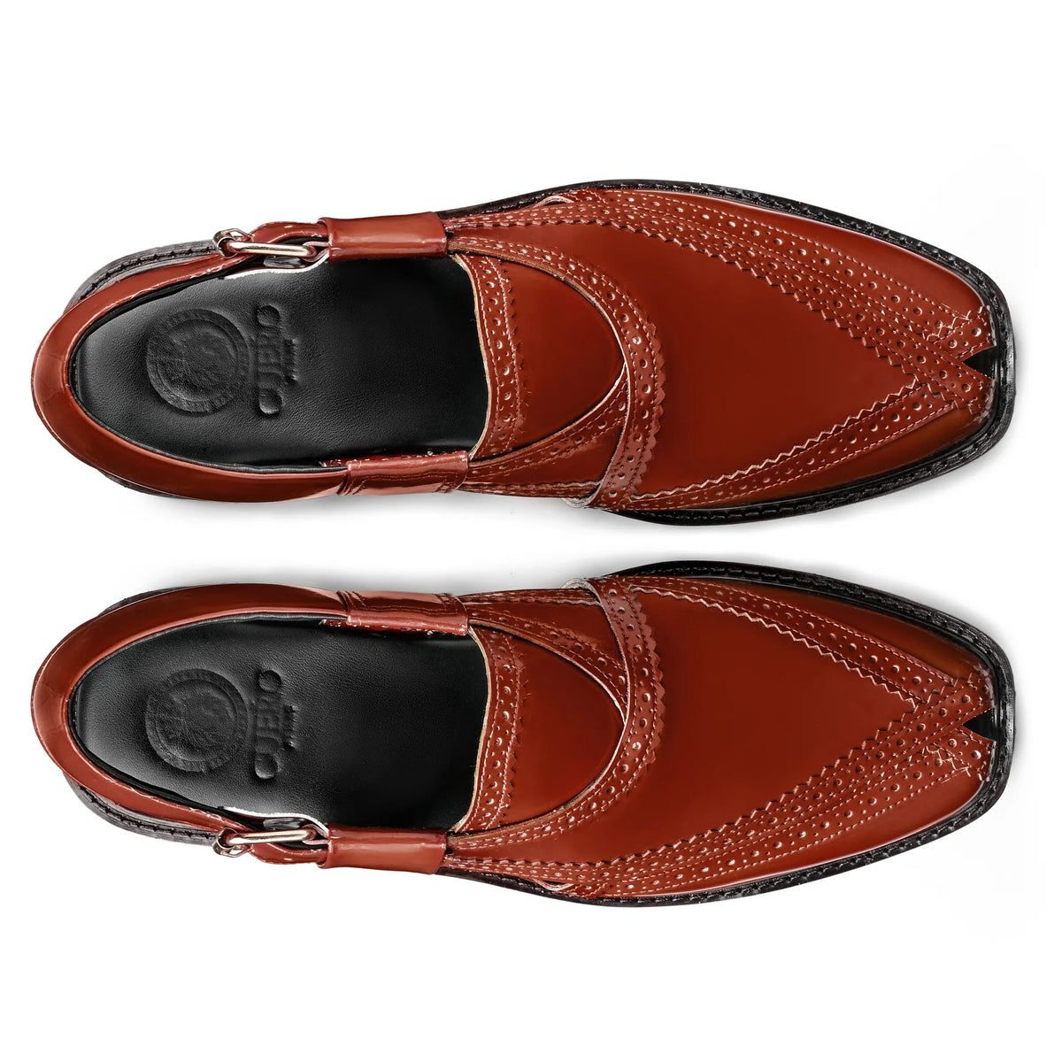 Cueřo’s Khyber 08 saffron tan leather peshawari chappal top view handcrafted design