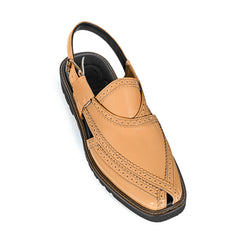 Cueřo’s Khyber 09 sand tan peshawari chappal handcrafted leather sandal front angle view