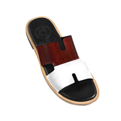 Angled view of Diwan mehrun patina luxury leather slippers for men by Cuero by HAC