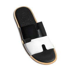 Angled view of Dujan luxury leather slippers for men by Cuero by HAC
