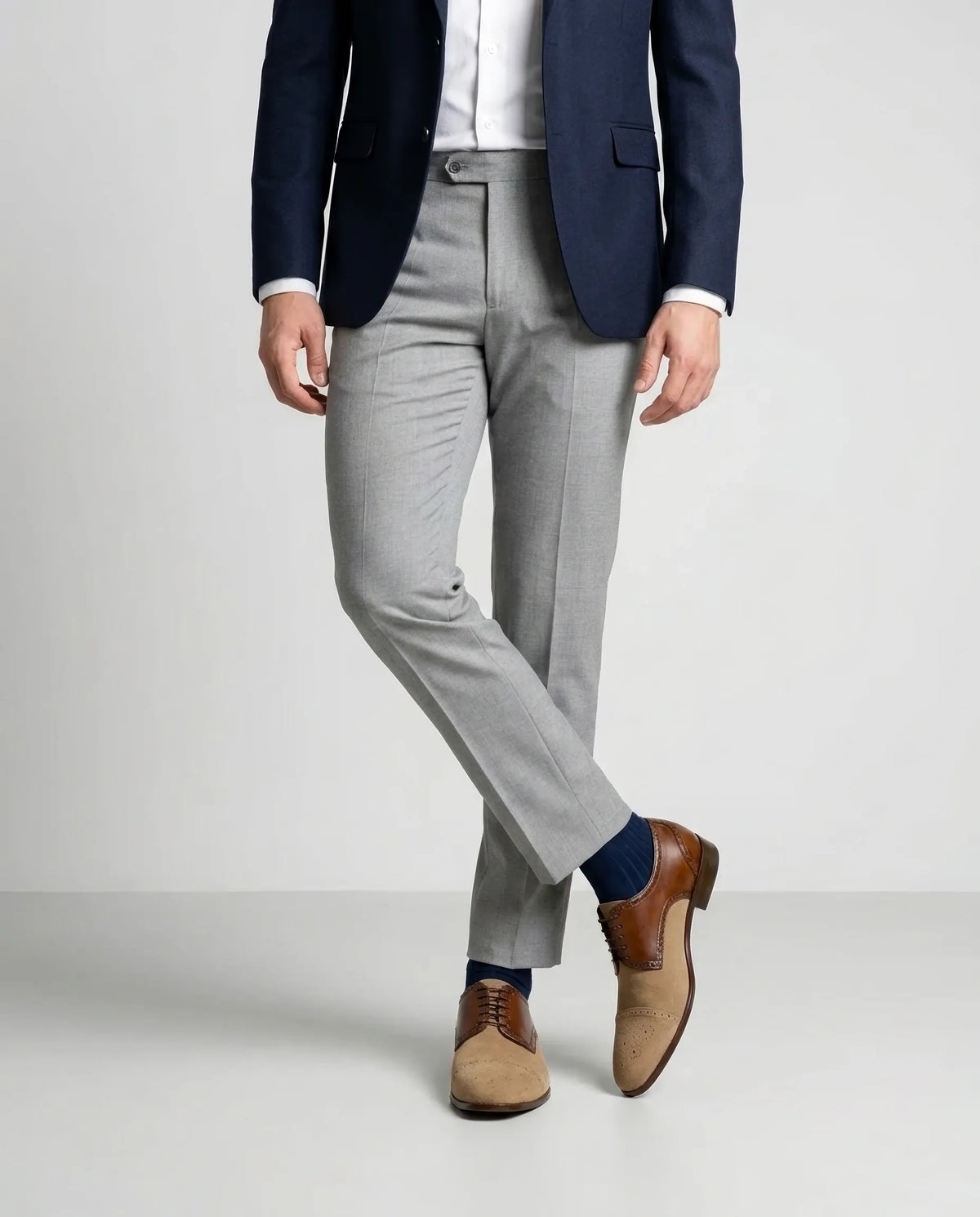 Duke’s Prestige Oxford shoes styled with formal outfit showcasing tan suede and brown leather elegant design