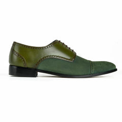 Side profile of HAC’s Plush Lace Up oxford shoes highlighting sleek silhouette and two-tone construction