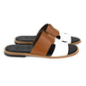 Angled pair view of Illan mustard and white premium leather slippers for men by Cuero by HAC