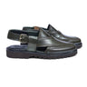 Pair of Khyber 16 Olive Heritage leather Peshawari sandals with brogue detailing and buckle straps