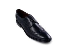 Leonardo Blue lace-up shoes bespoke formal footwear for modern gentleman front angled view showcasing premium craftsmanship and elegant design