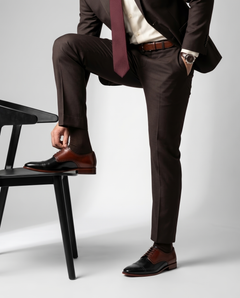 Men’s Ombre lace-up dress shoes worn in standing pose highlighting confident posture, timeless elegance, and premium formal styling