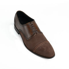 Close-up detail of Nobelwood Lace-up suede and leather oxford shoes highlighting premium texture and stitching craftsmanship