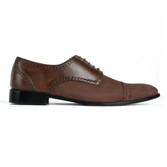 Side profile of Nobelwood Lace-up oxford shoe showing sleek silhouette, suede texture, and leather contrast design