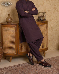 Luxury eastern men’s footwear in rich oxblood leather finish