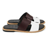 Side profile of Rawan burgundy white designer leather slippers for men by Cuero by HAC