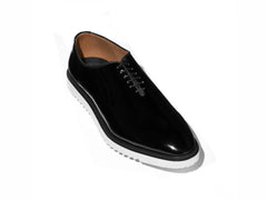 The Vance White black oxford shoes with white sole top view luxury formal footwear