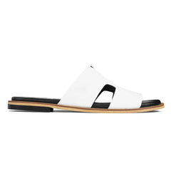 Side profile of white leather men slides Turan by Cuero HAC